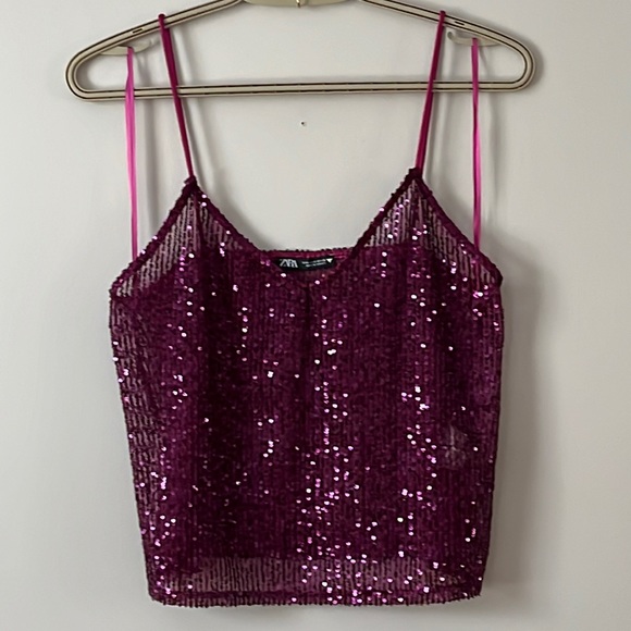 Zara Tops - Zara Sequin Purple Sparkly Top